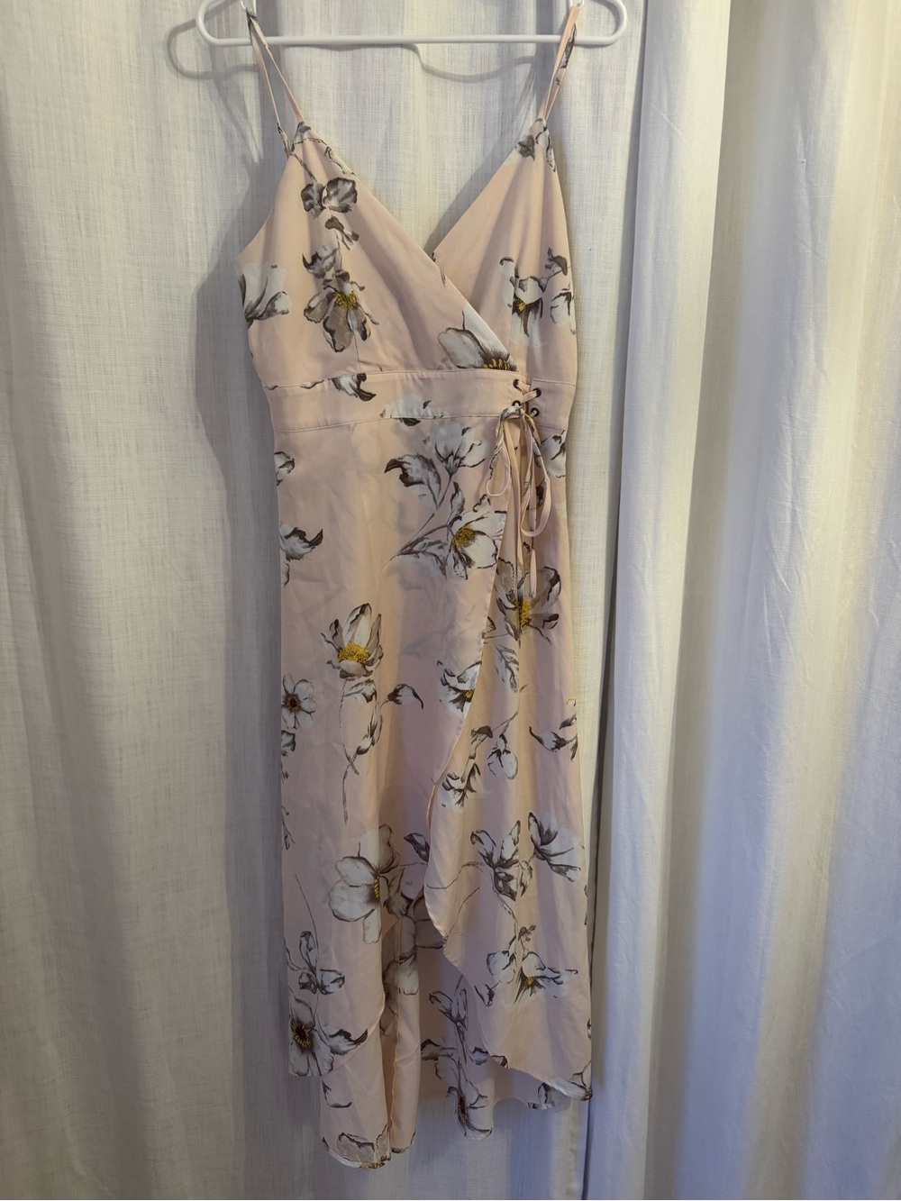 J.O.A. Blush Floral Wrap Midi Dress